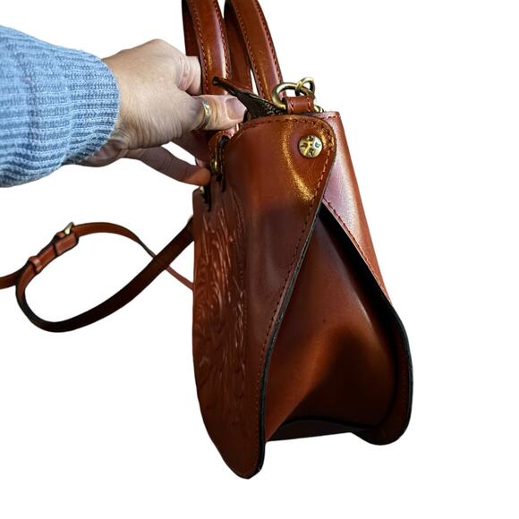 PATRICIA NASH FAIRFORD TULLED LEATHER SATCHEL CLASSIC HANDBAG CASUAL NEUTRAL - Picture 6 of 11